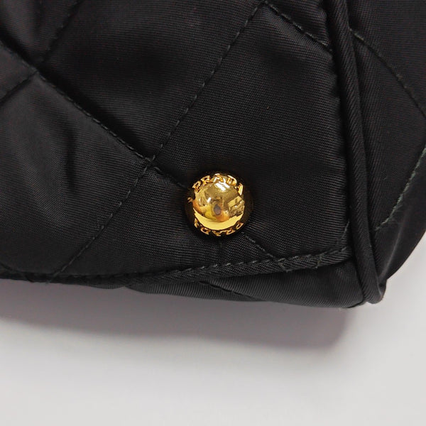 Quilted Nylon Top Handle Bag Black