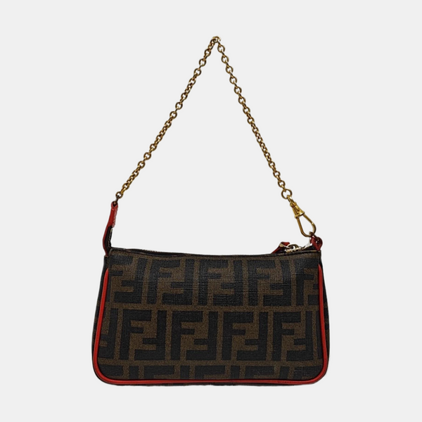Coated Canvas Shoulder Bag Brown
