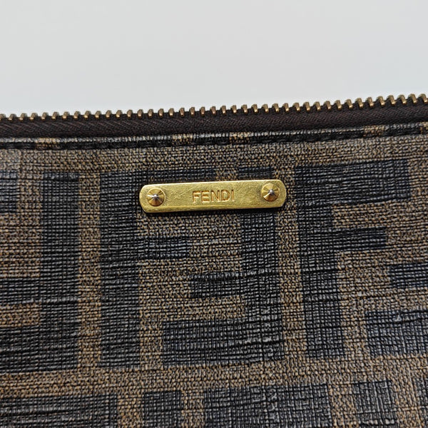 Coated Canvas Shoulder Bag Brown