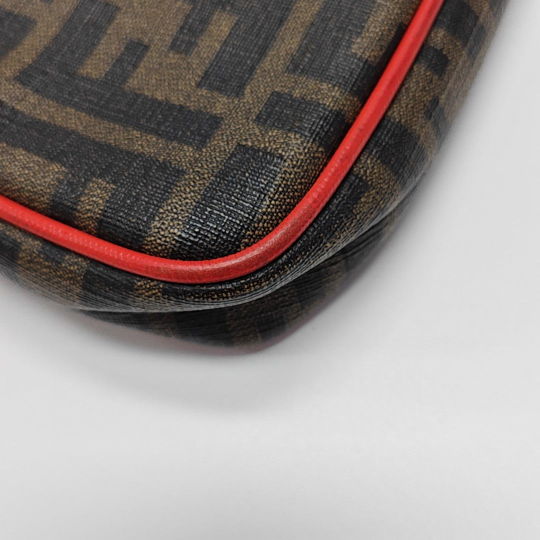 Coated Canvas Shoulder Bag Brown