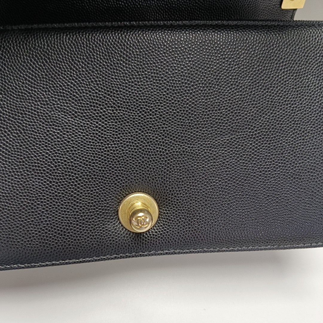 BOY CHANEL Small Quilted Grained Calfskin Black