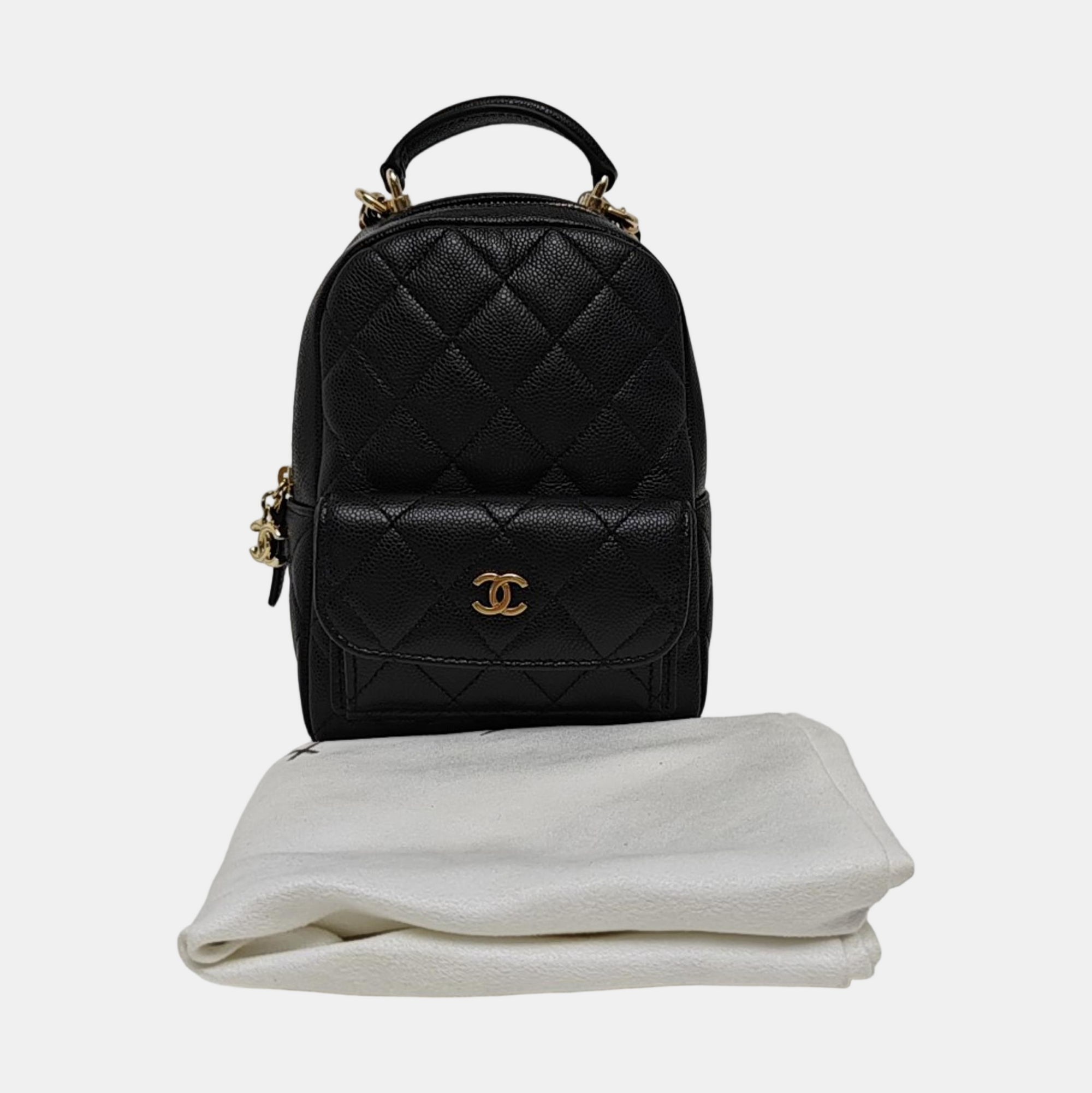 Quilted Grained Calfskin Mini Black