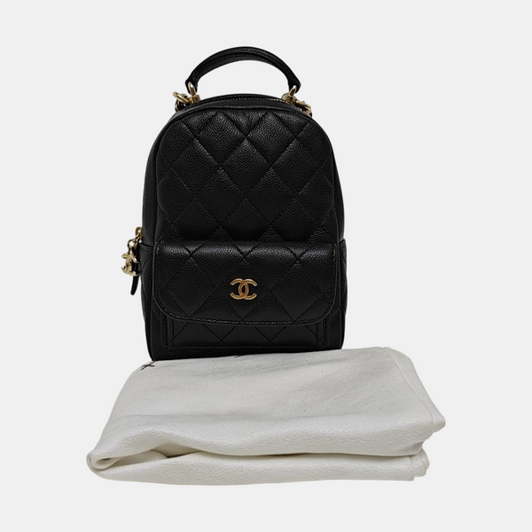 Quilted Grained Calfskin Mini Black