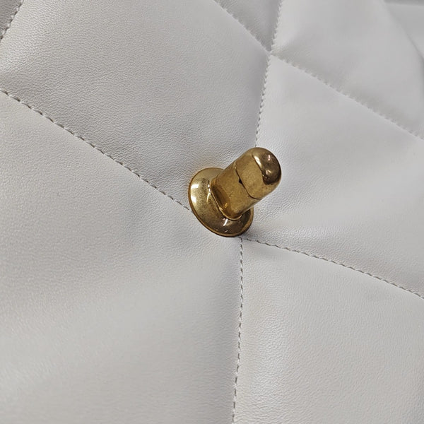CHANEL 19 Large Quilted Lambskin White