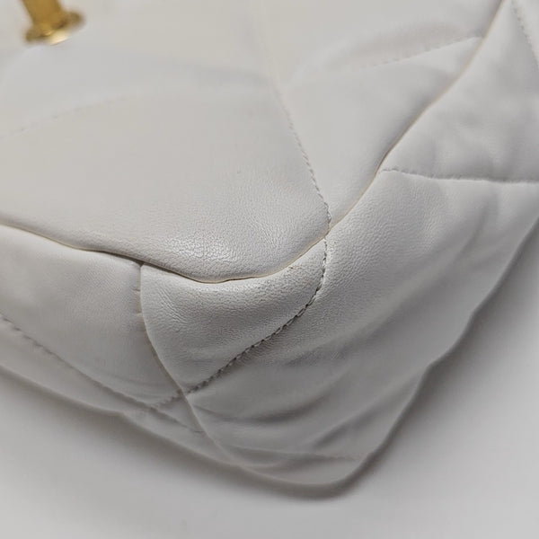 CHANEL 19 Large Quilted Lambskin White