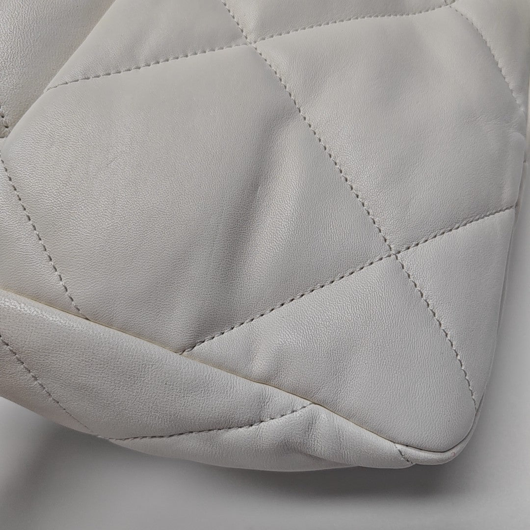 CHANEL 19 Large Quilted Lambskin White