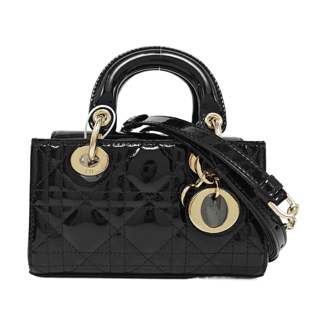 Lady Dior Super Mini Cannage Patent Leather Black