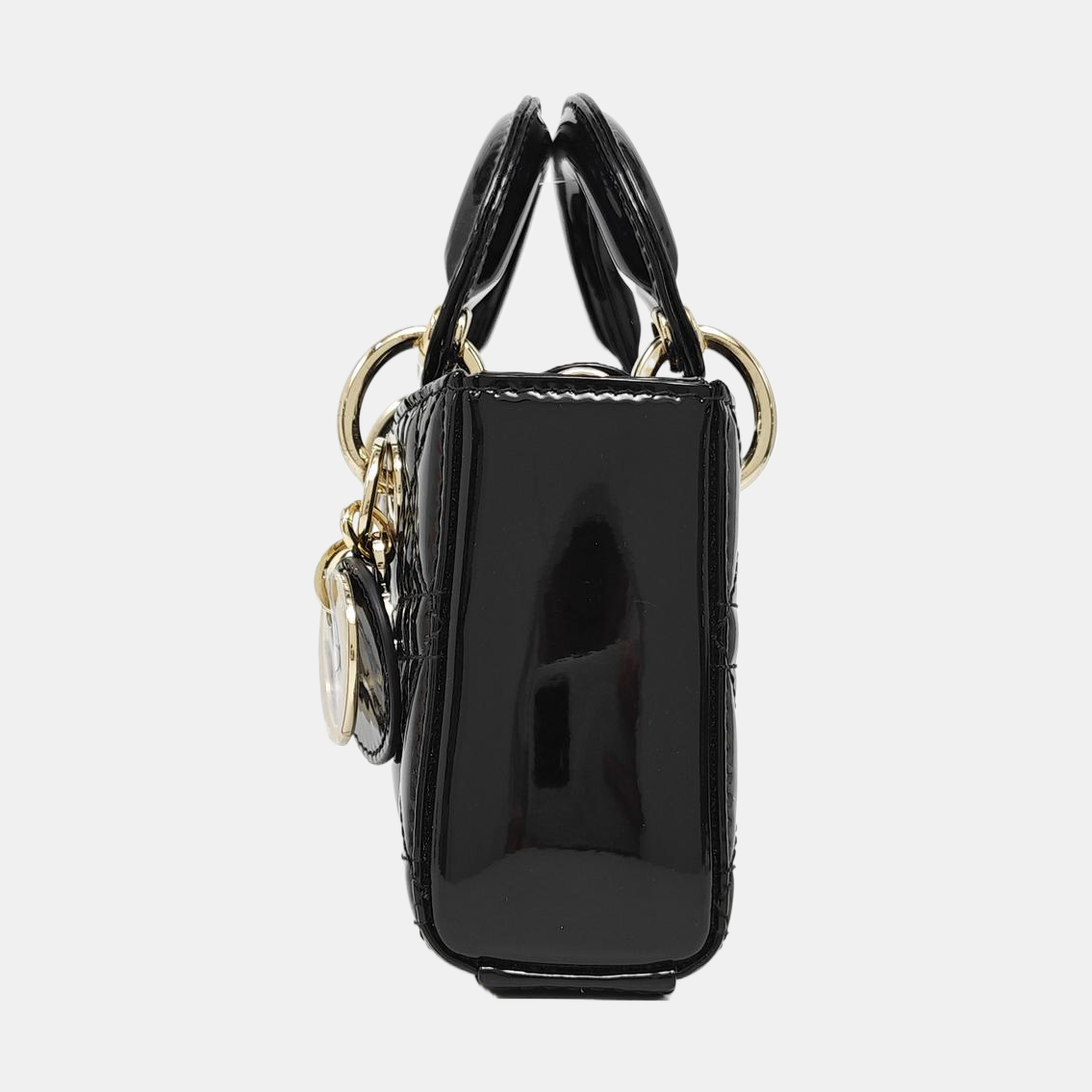 Lady Dior Super Mini Cannage Patent Leather Black