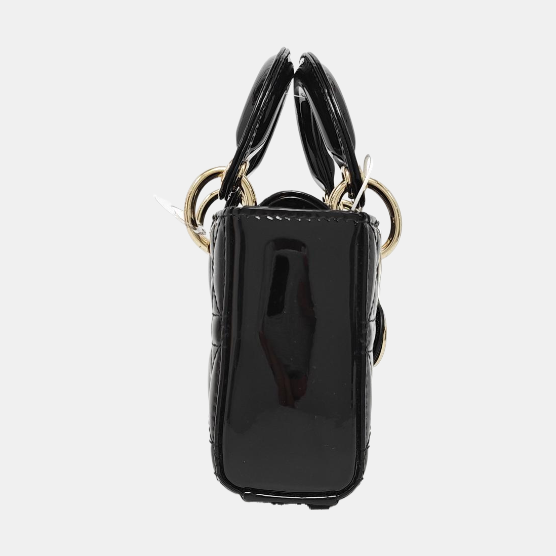 Lady Dior Super Mini Cannage Patent Leather Black
