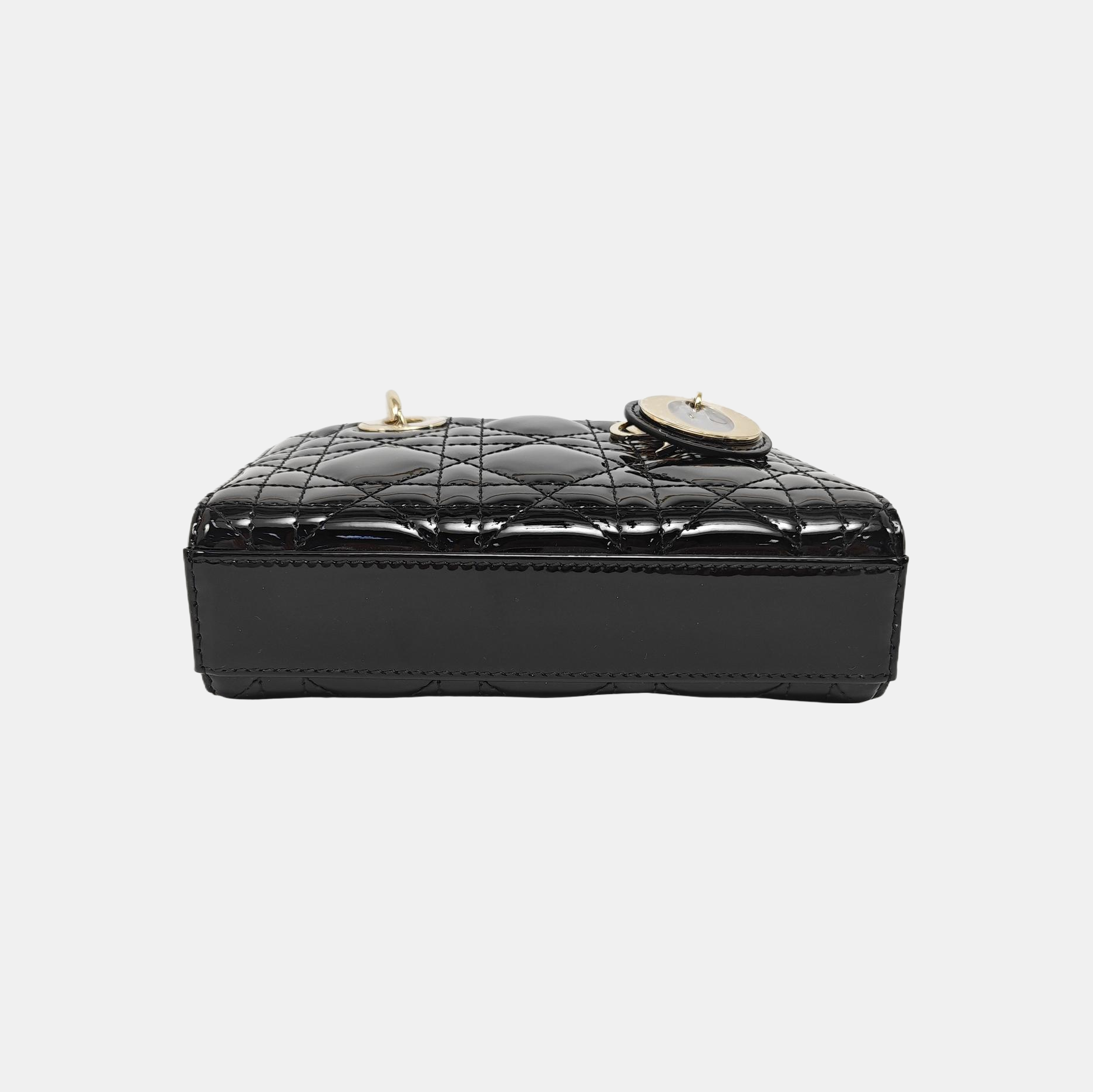 Lady Dior Super Mini Cannage Patent Leather Black