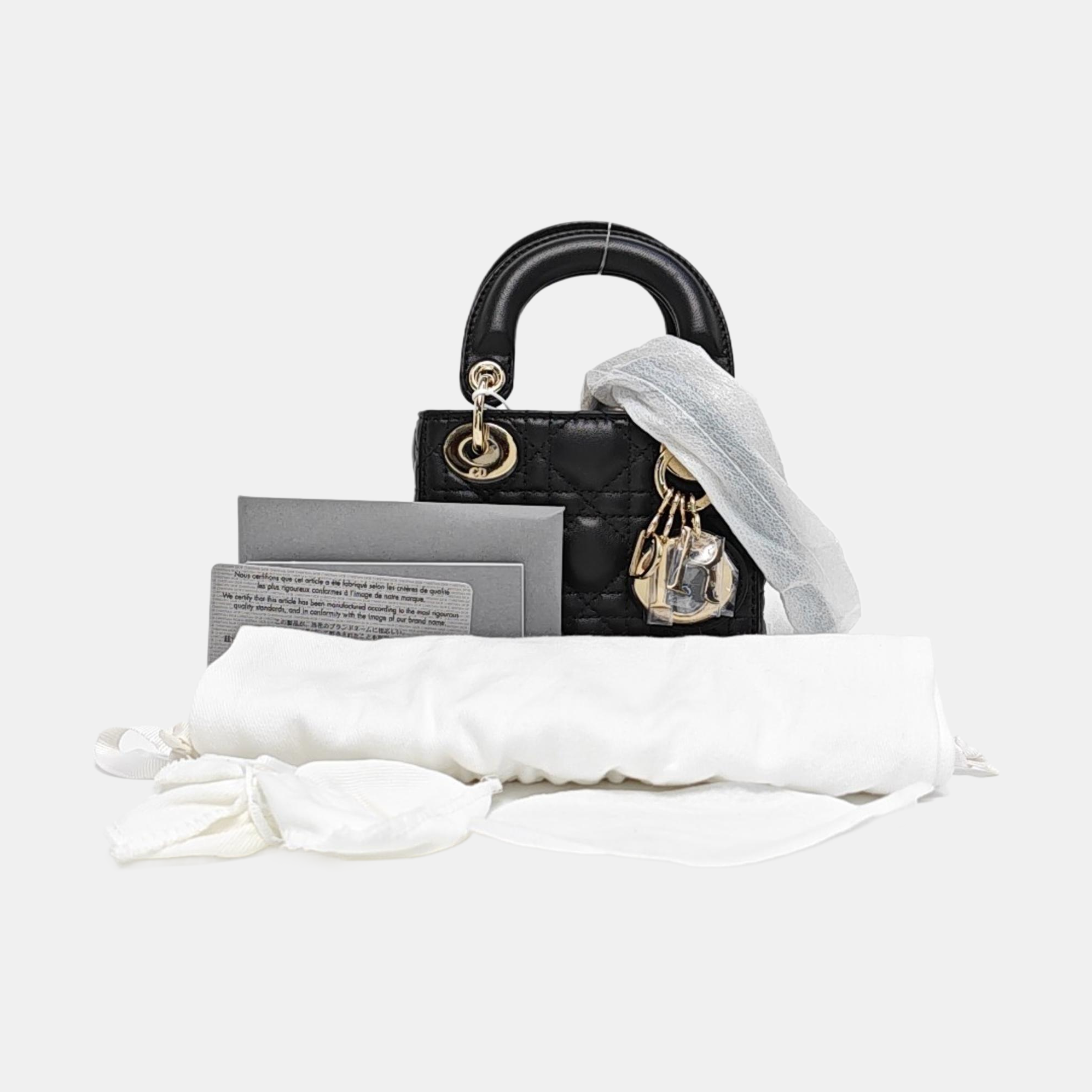 Lady Dior Super Mini Cannage Lambskin Black