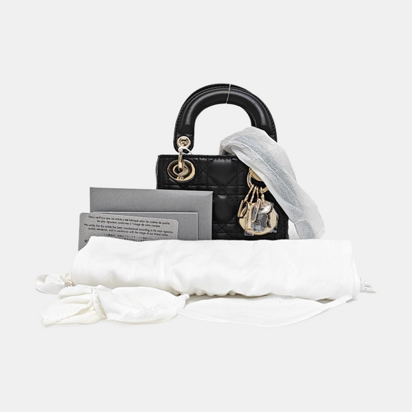 Lady Dior Super Mini Cannage Lambskin Black