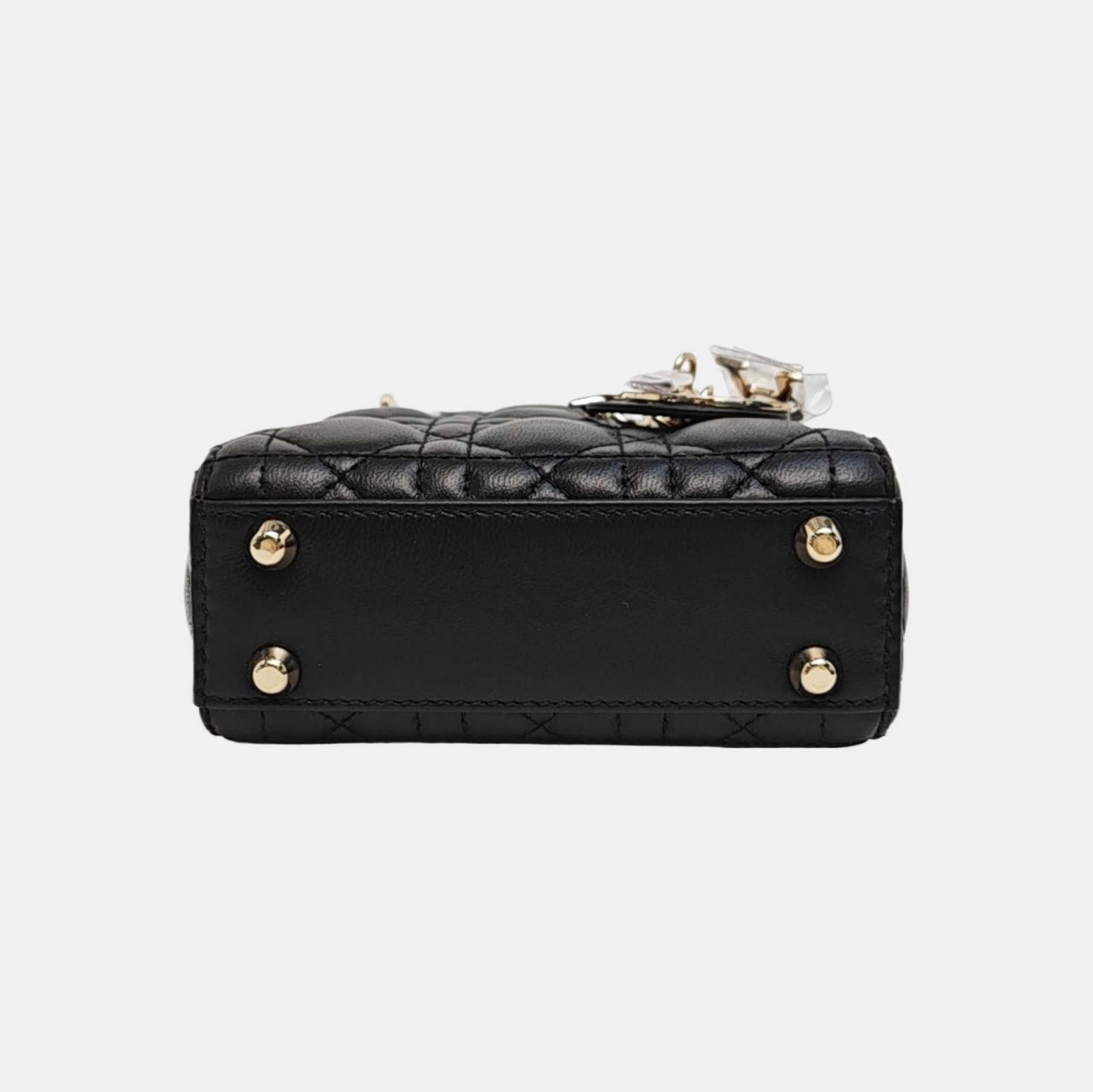 Lady Dior Super Mini Cannage Lambskin Black