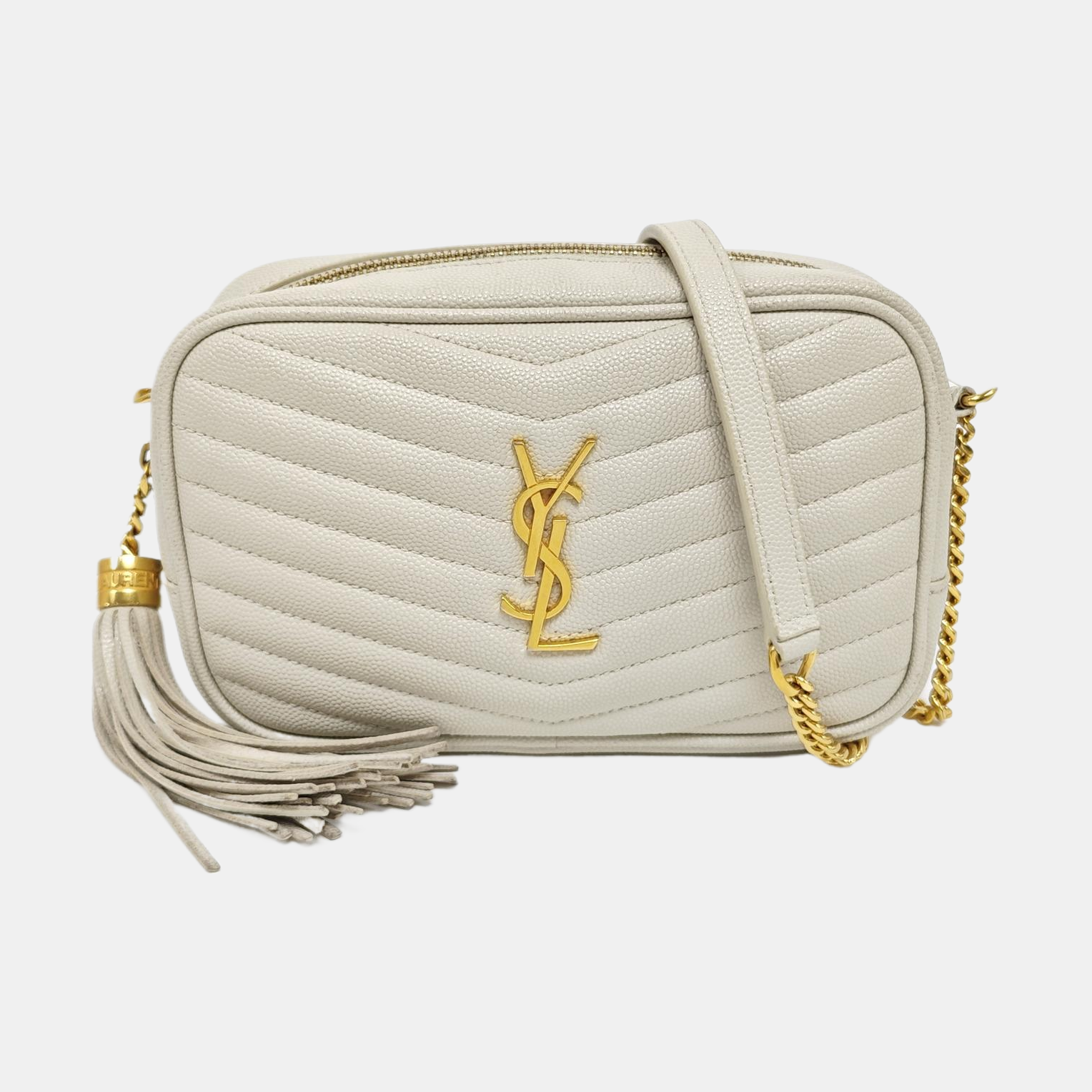LOU Mini Chevron Calfskin White