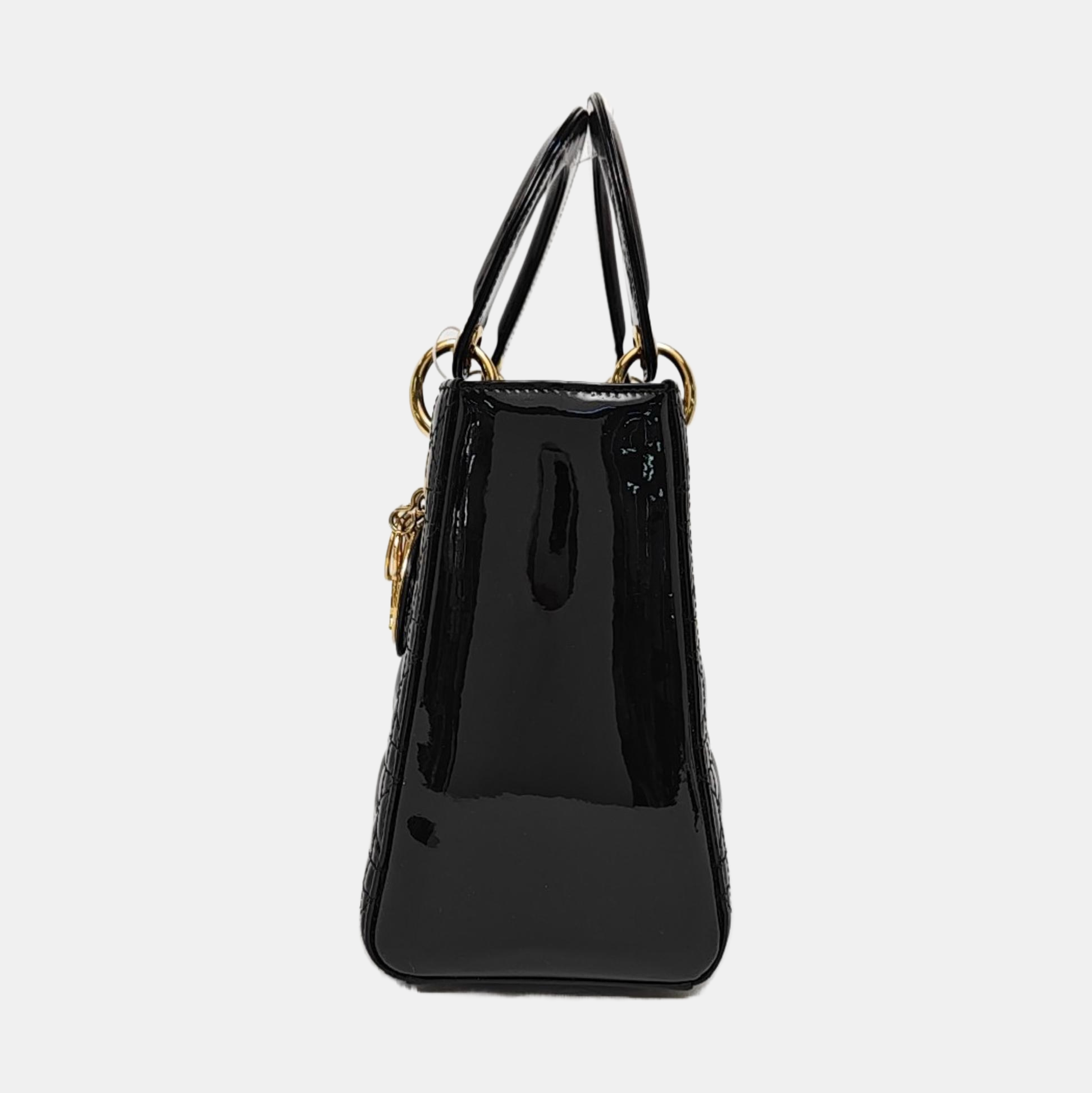 Lady Dior Medium Cannage Patent Leather Black
