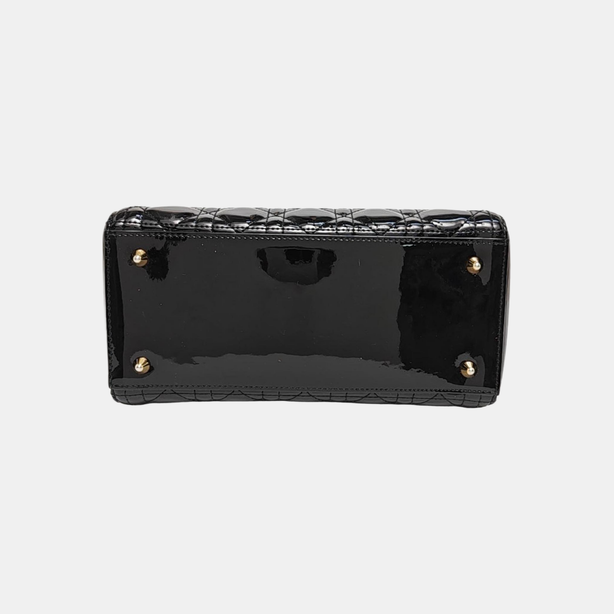 Lady Dior Medium Cannage Patent Leather Black