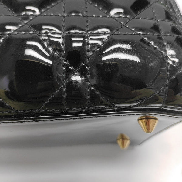 Lady Dior Medium Cannage Patent Leather Black