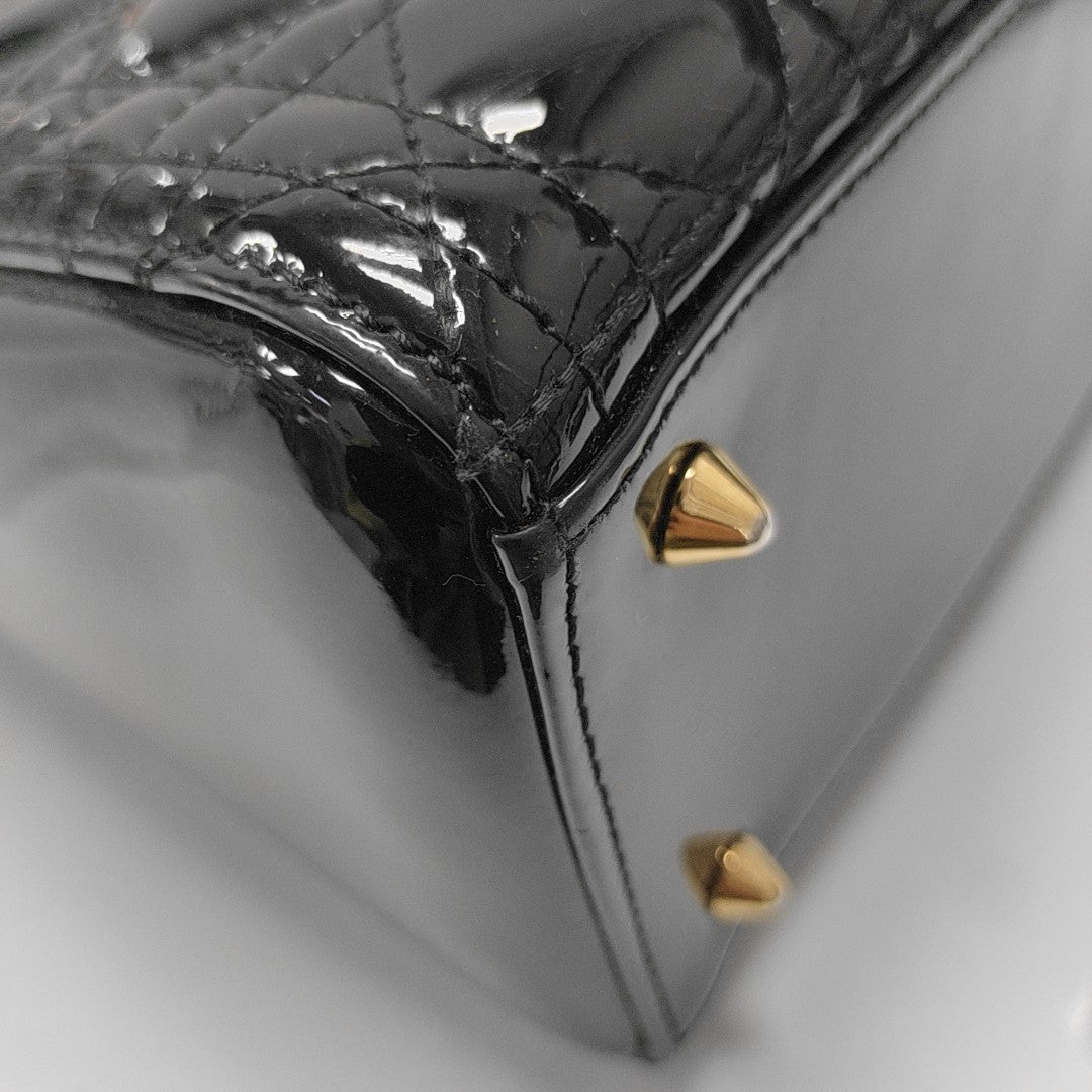 Lady Dior Medium Cannage Patent Leather Black