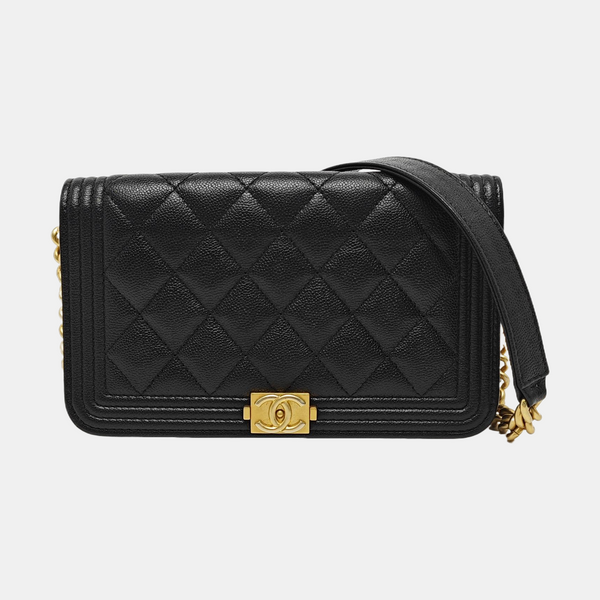 BOY CHANEL Mini Quilted Grained Calfskin Black