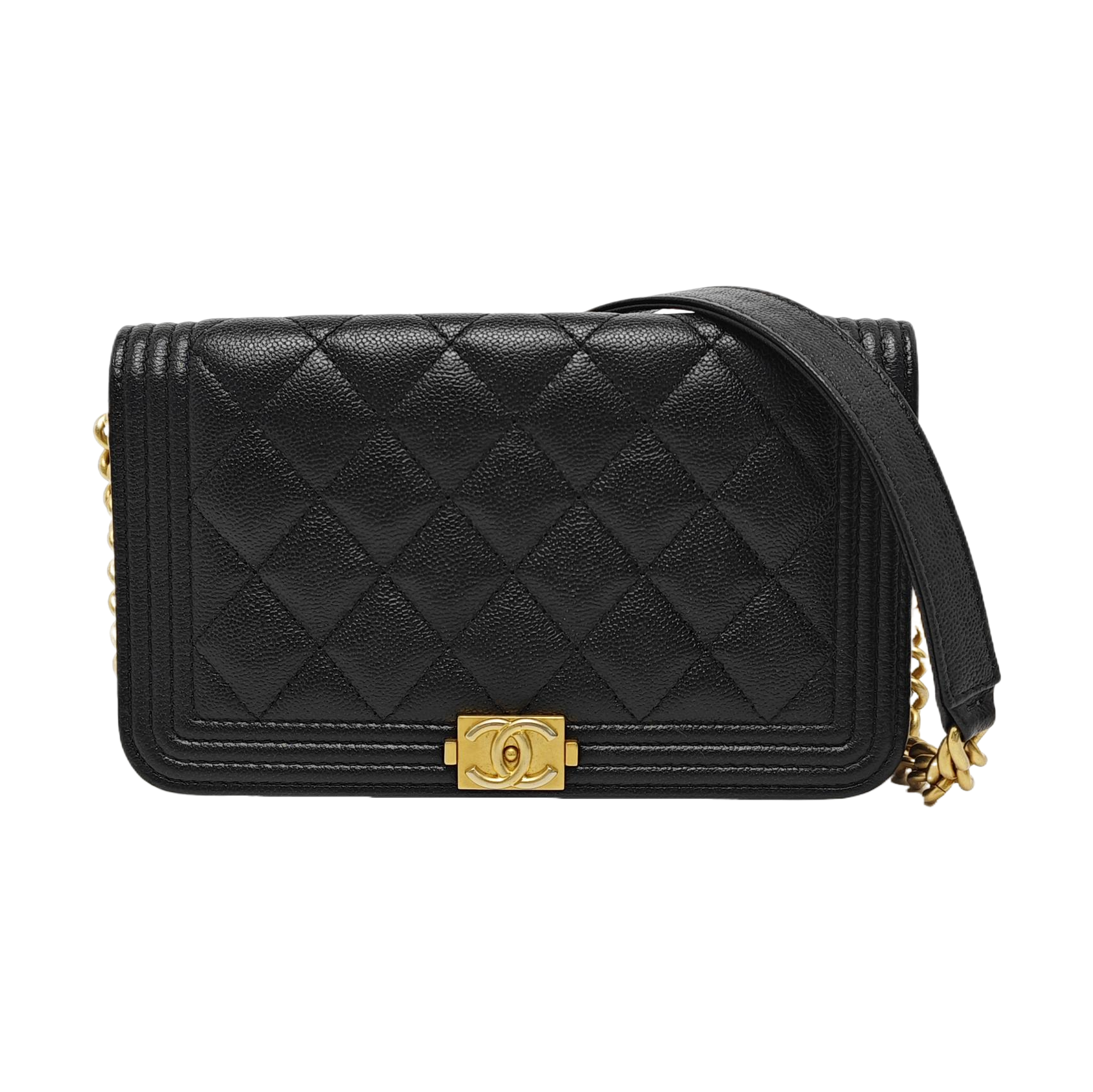 BOY CHANEL Mini Quilted Grained Calfskin Black