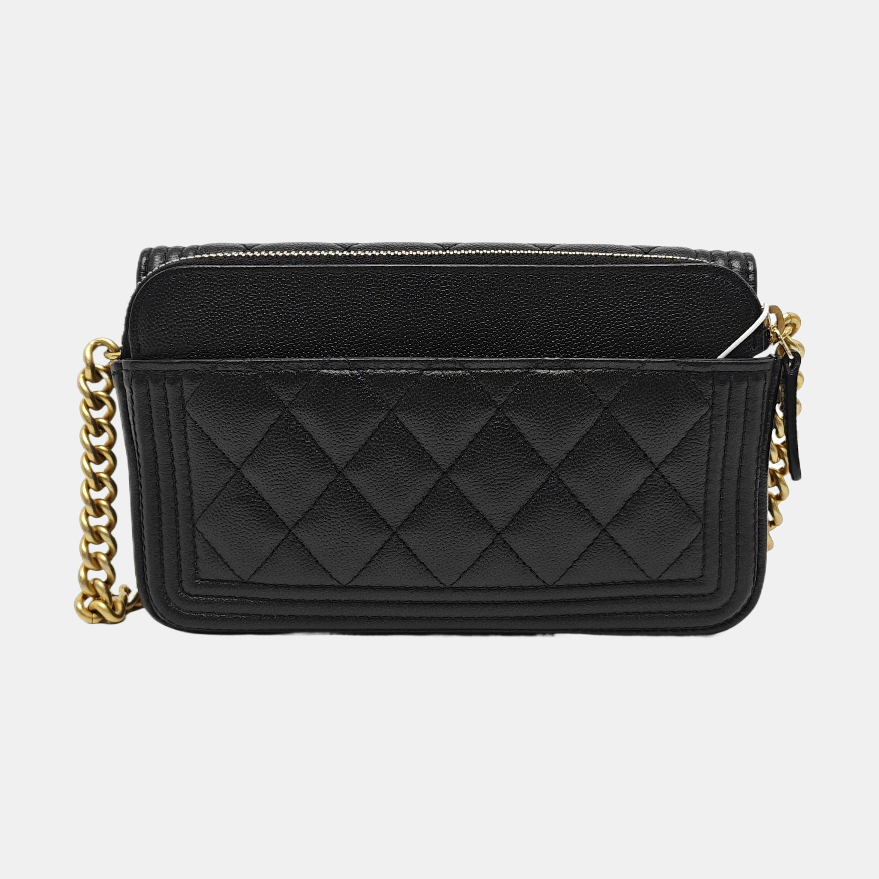 BOY CHANEL Mini Quilted Grained Calfskin Black