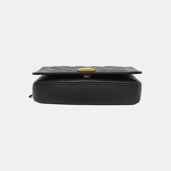 BOY CHANEL Mini Quilted Grained Calfskin Black