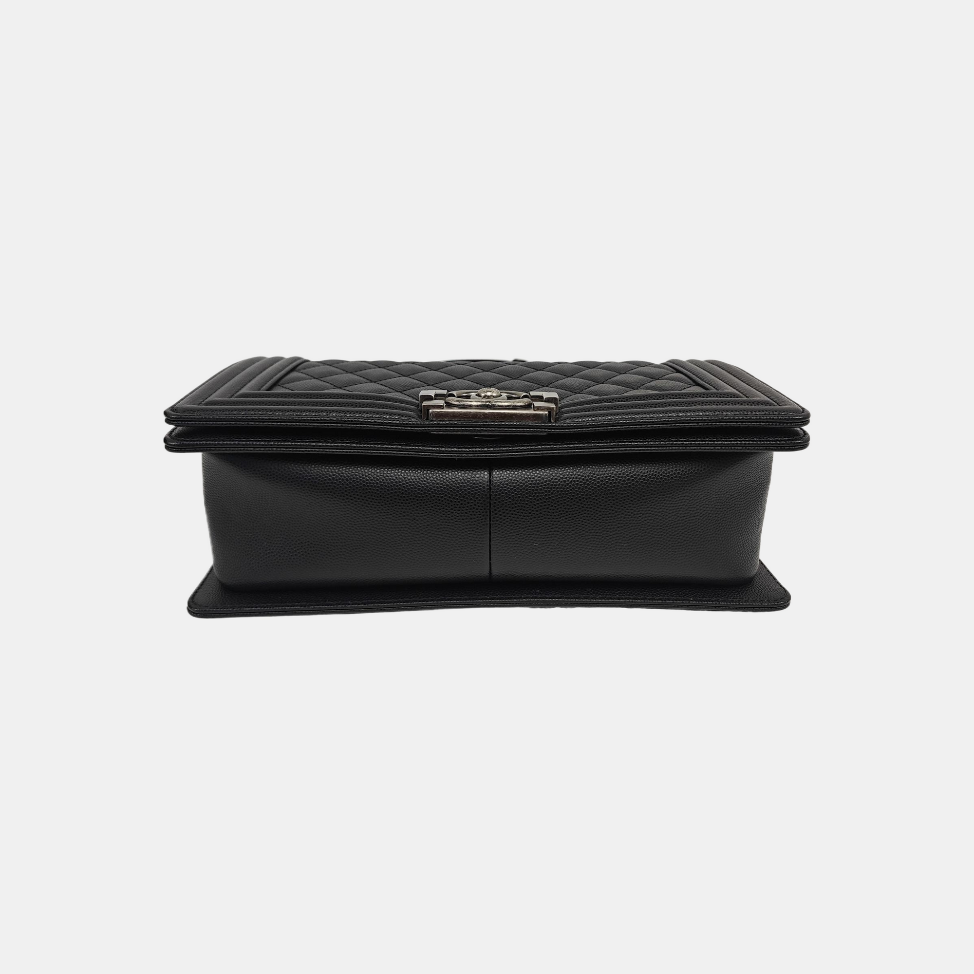 BOY CHANEL Medium Quilted Grained Calfskin Black