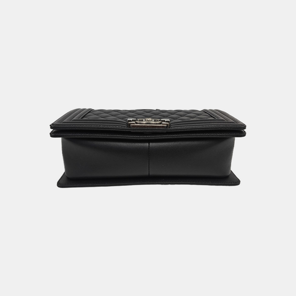 BOY CHANEL Medium Quilted Grained Calfskin Black