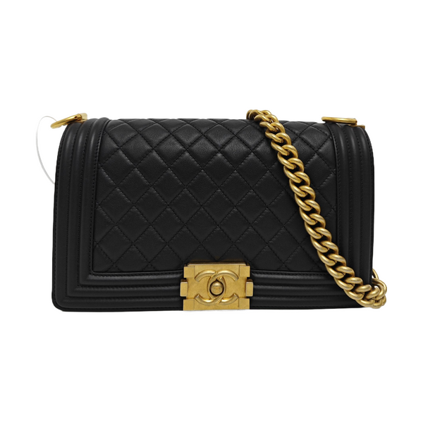 BOY CHANEL Medium Quilted Calfskin Black