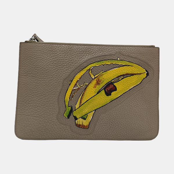 Quilted Calfskin Clutch Gray