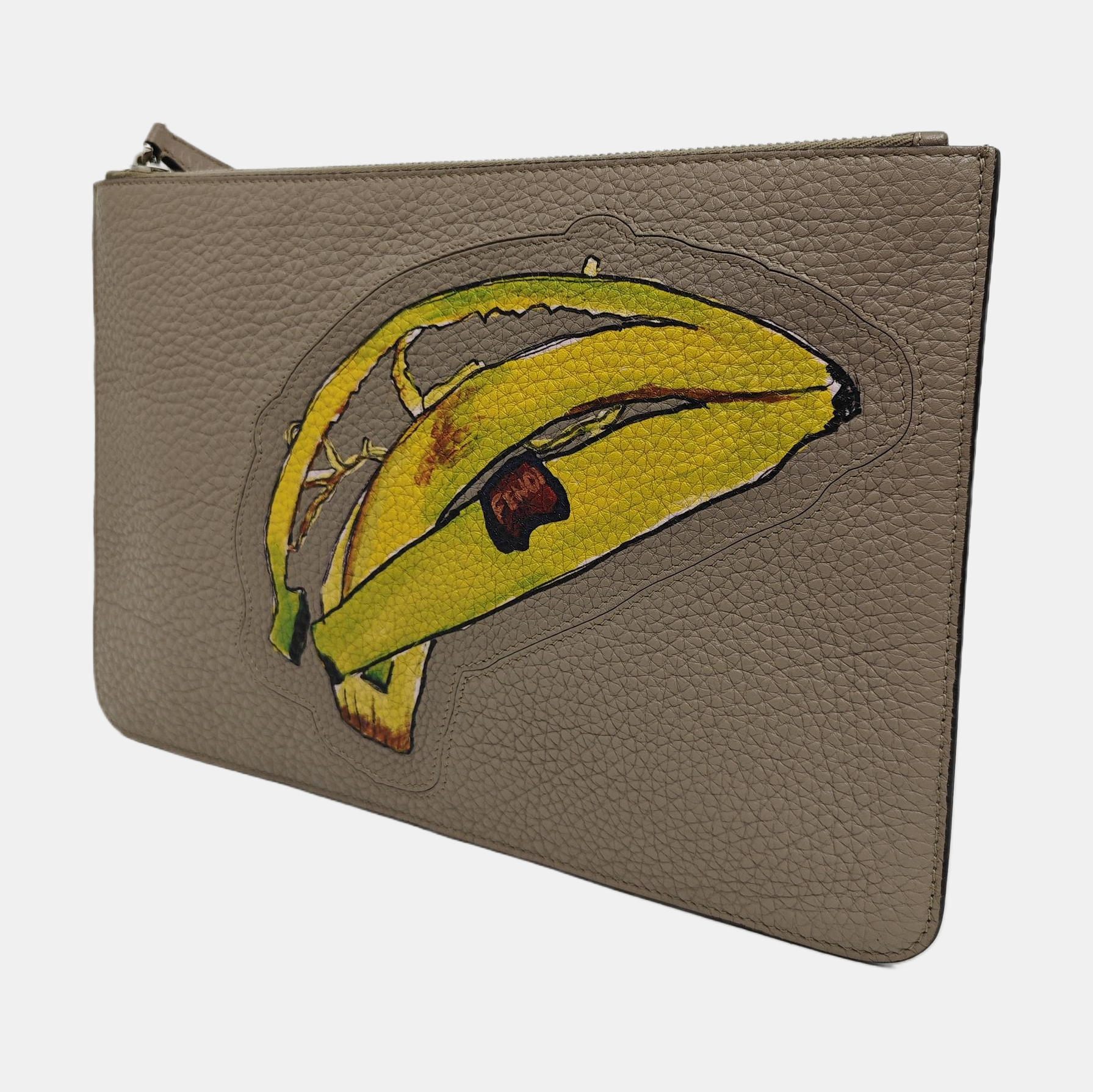 Quilted Calfskin Clutch Gray