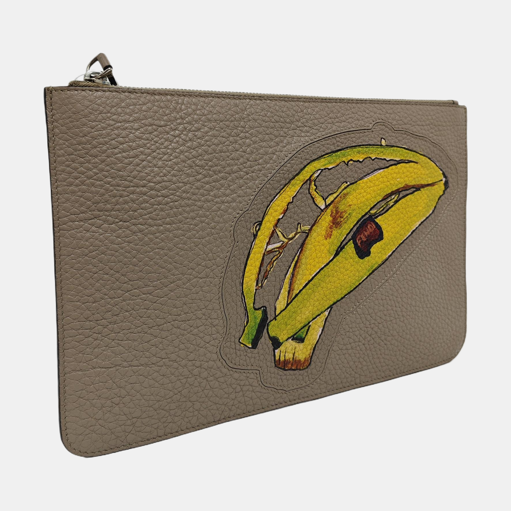 Quilted Calfskin Clutch Gray
