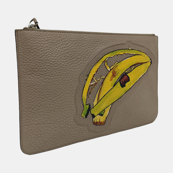 Quilted Calfskin Clutch Gray