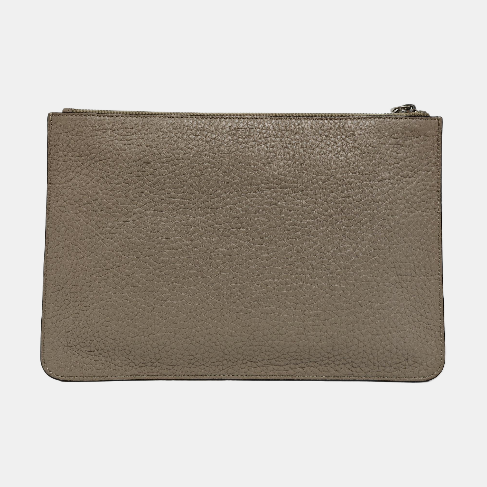 Quilted Calfskin Clutch Gray