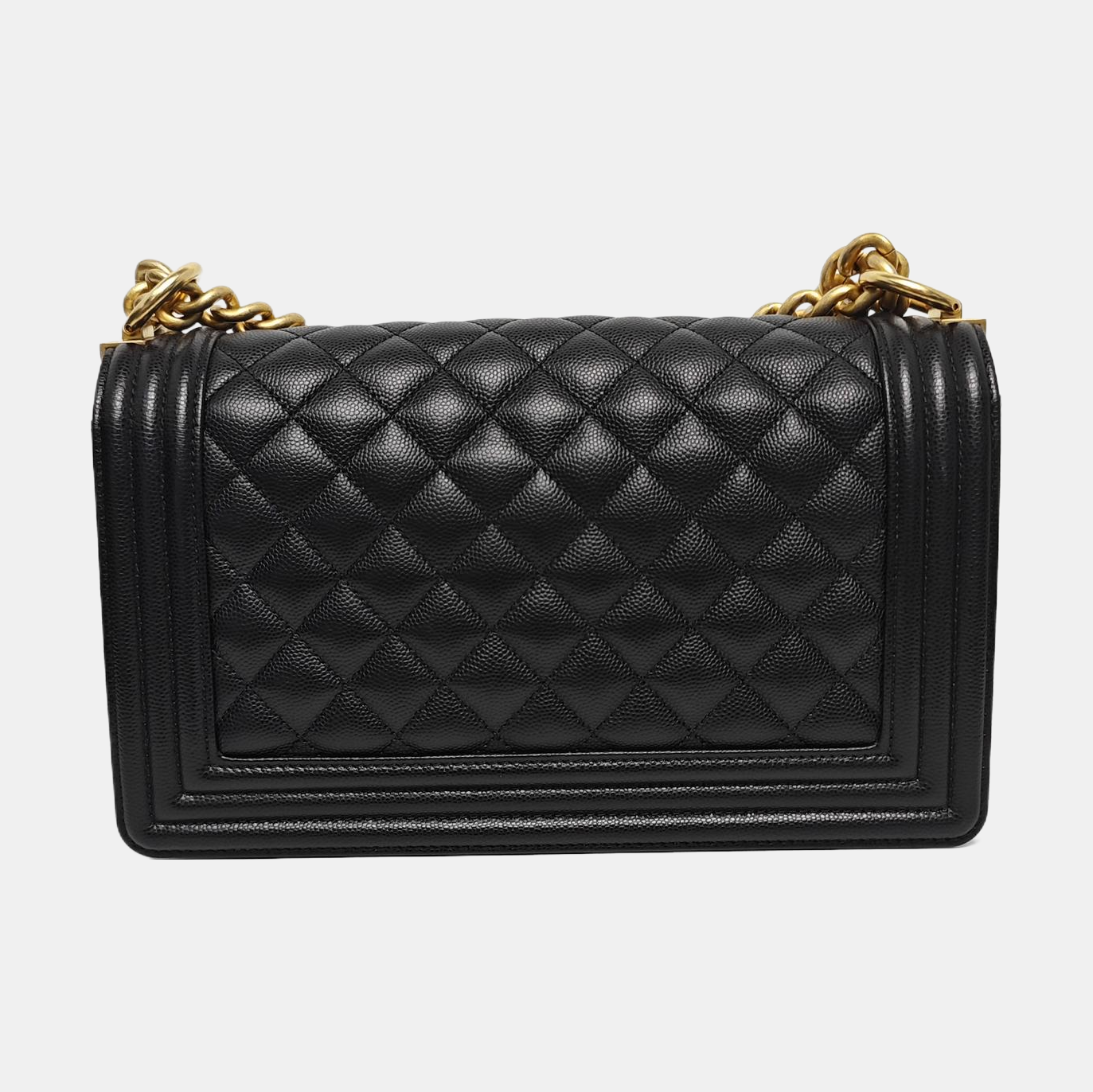 BOY CHANEL Medium Quilted Grained Calfskin Black