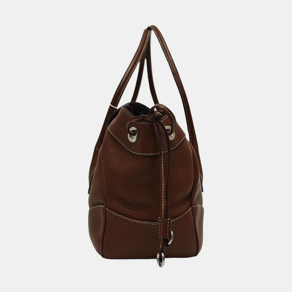 Calfskin Top Handle Bag Brown