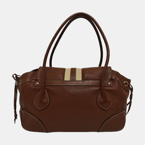 Calfskin Top Handle Bag Brown