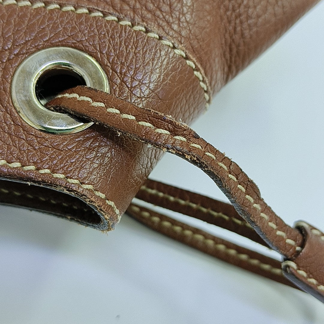 Calfskin Top Handle Bag Brown
