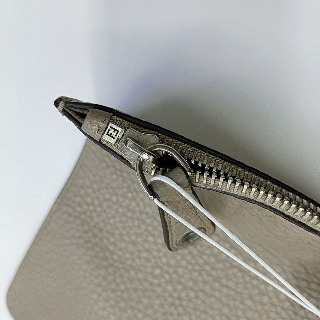 Quilted Calfskin Clutch Gray