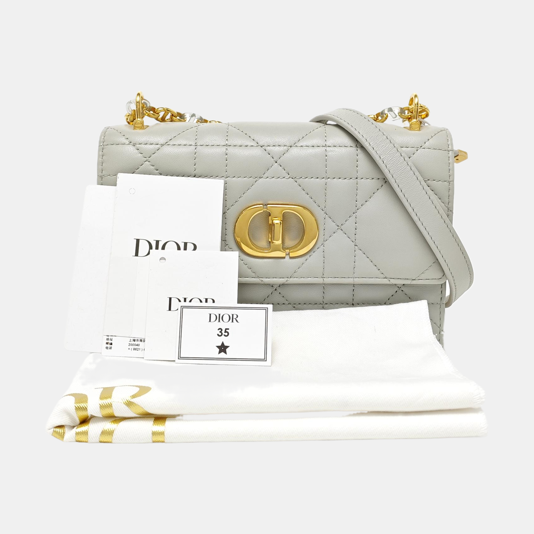 Miss Caro Mini Cannage Lambskin Gray