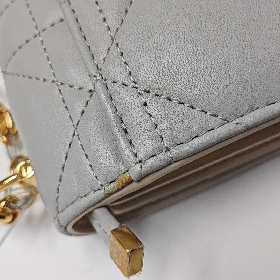 Miss Caro Mini Cannage Lambskin Gray