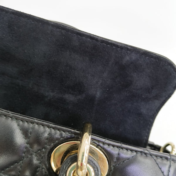 Lady D-Joy Small Quilted Lambskin Black