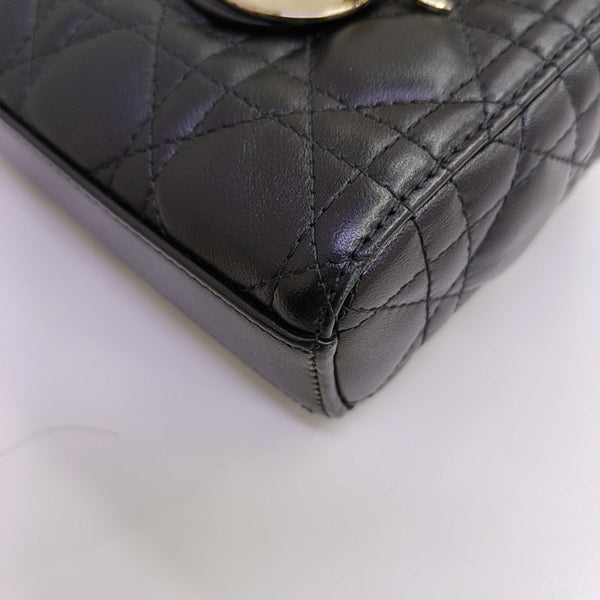 Lady D-Joy Small Quilted Lambskin Black