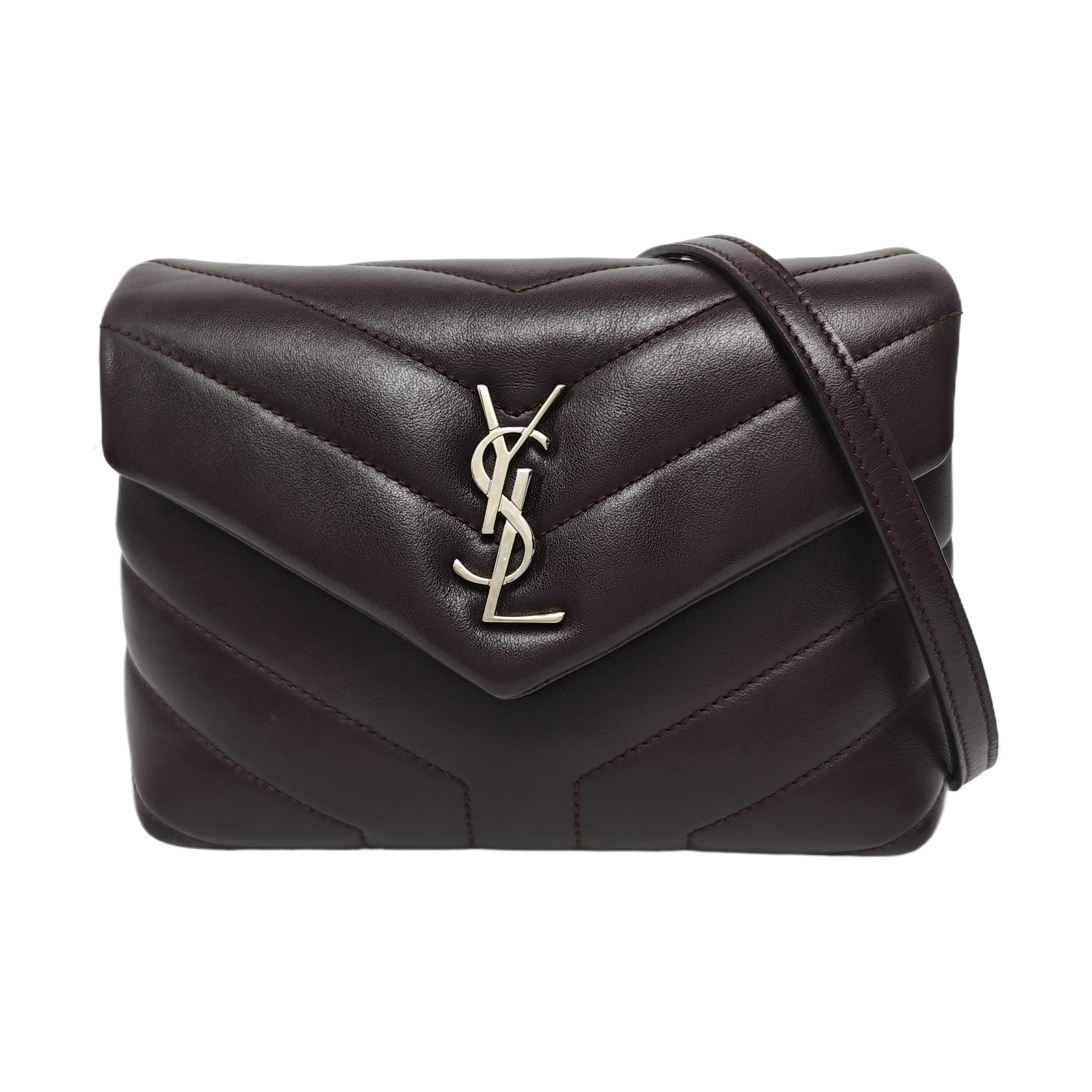 LOULOU Small Chevron Calfskin Brown