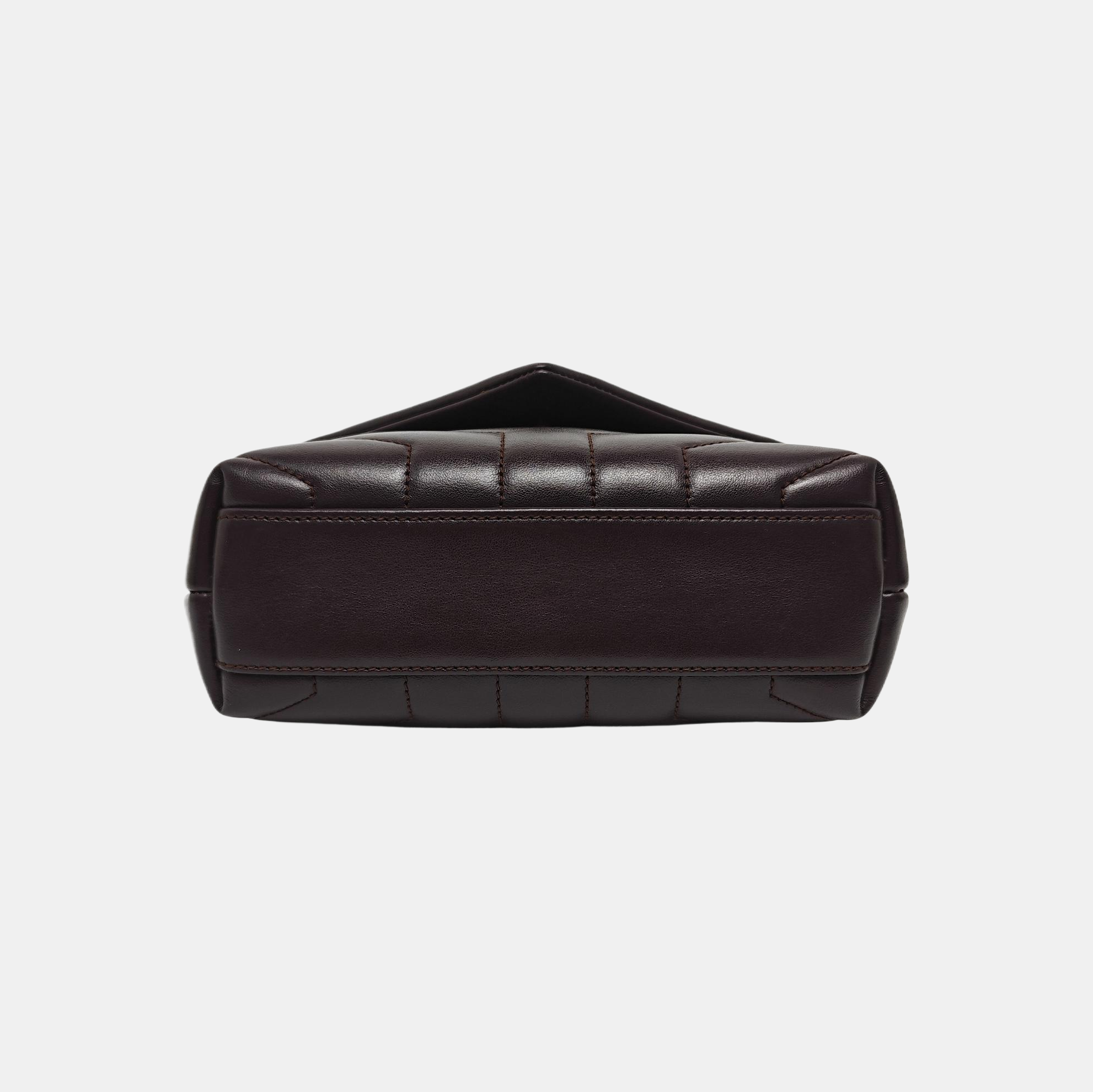 LOULOU Small Chevron Calfskin Brown