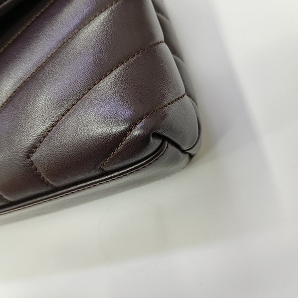 LOULOU Small Chevron Calfskin Brown