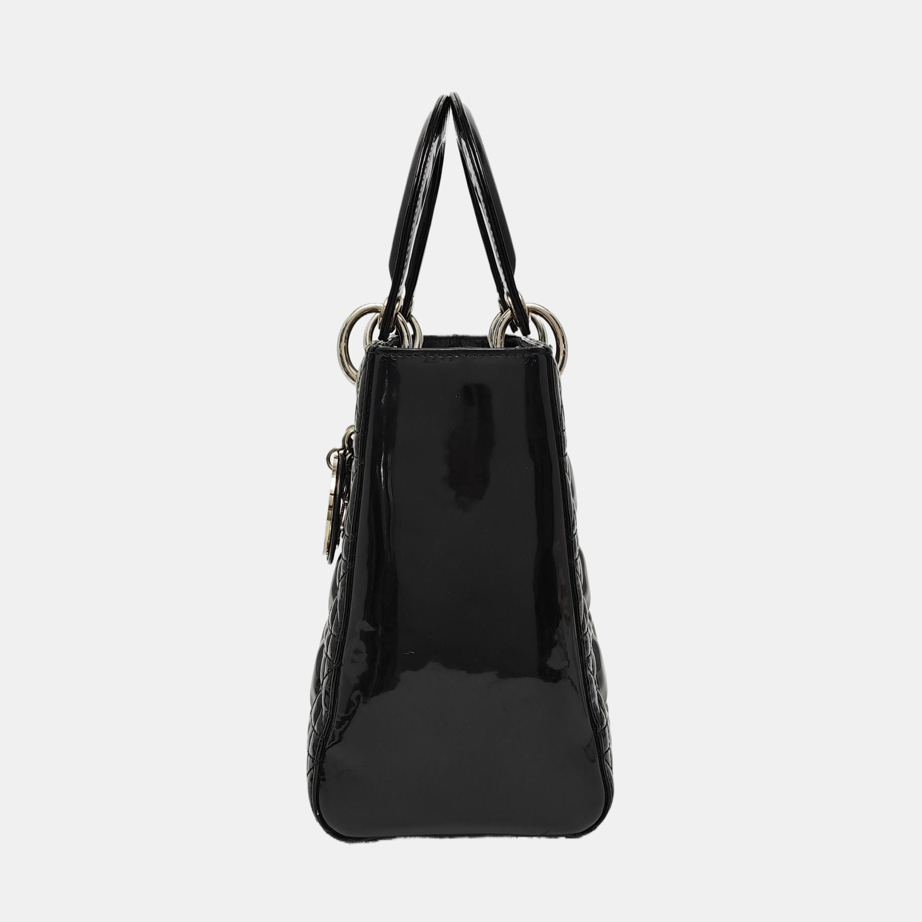 Lady Dior Medium Cannage Patent Leather Black