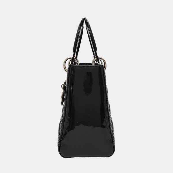 Lady Dior Medium Cannage Patent Leather Black