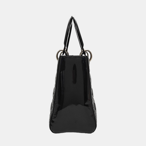 Lady Dior Medium Cannage Patent Leather Black