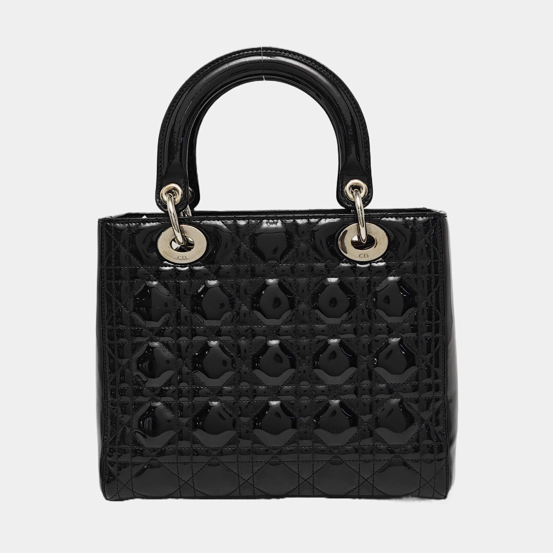 Lady Dior Medium Cannage Patent Leather Black